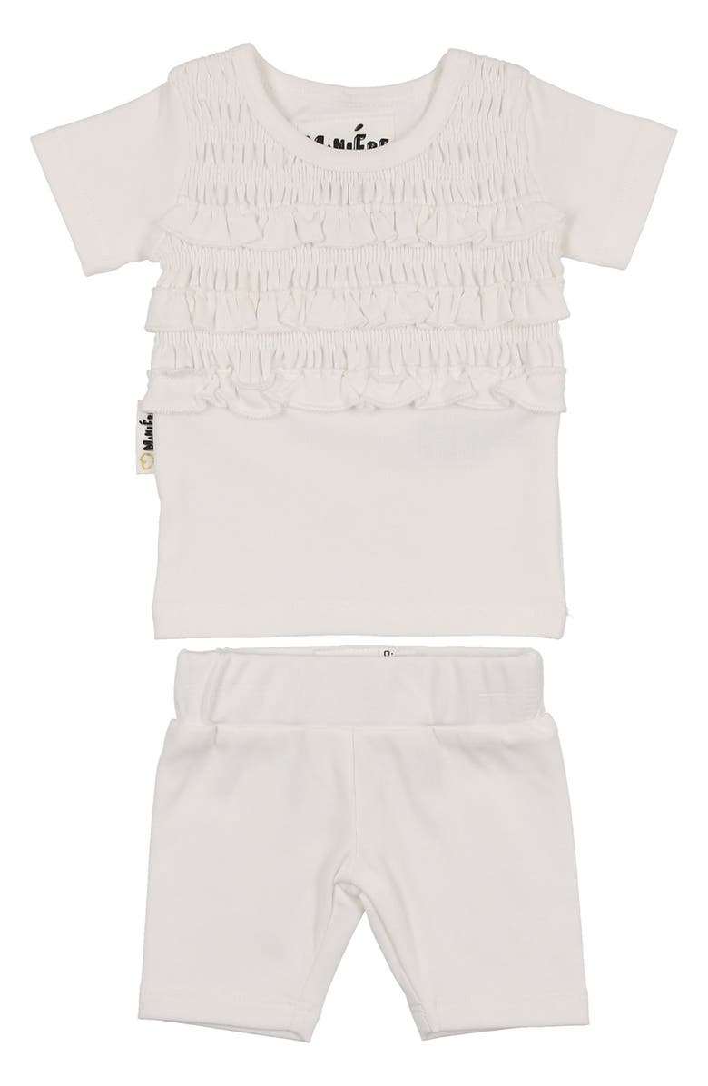 Manière Ruffle Top & Shorts Set, Main, color, White