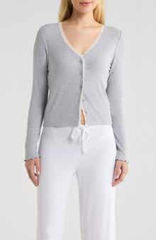 Daydream Lace Trim Rib Button-Up Lounge Top