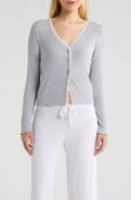 Open Edit Daydream Lace Trim Rib Button-Up Lounge Top
