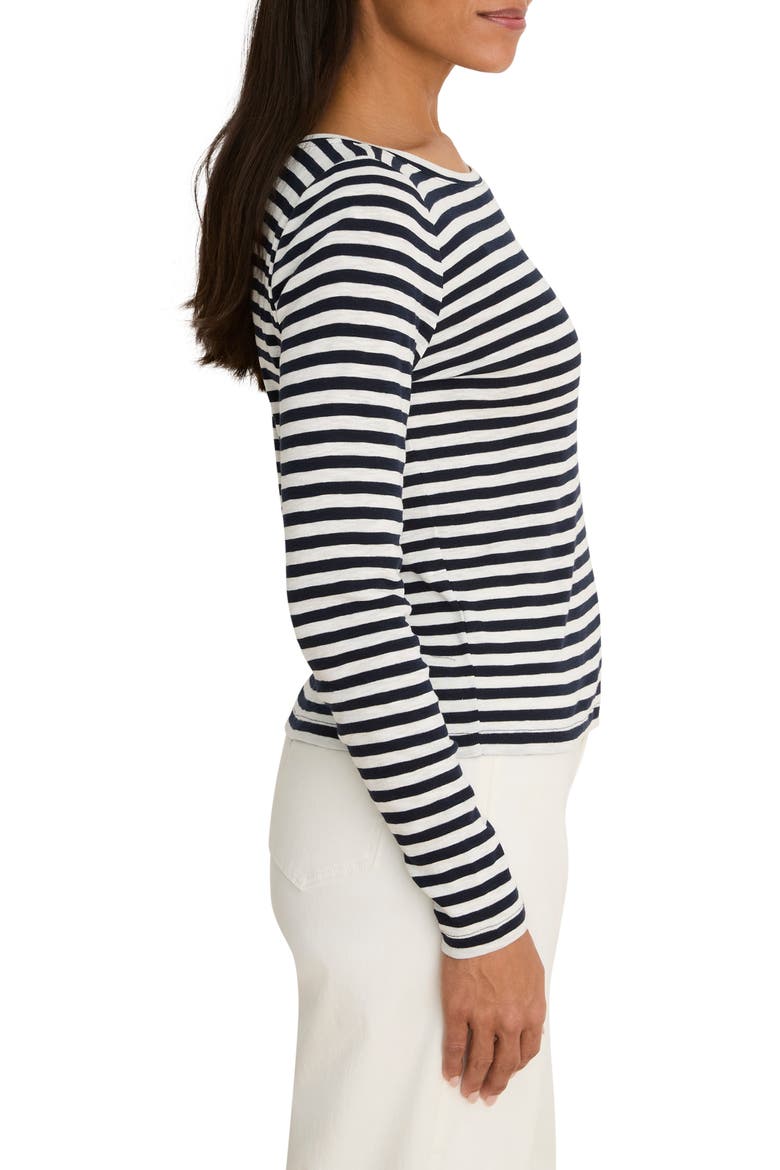 Cape Stripe Rib Cotton Blend Boat Neck T-Shirt, Alternate, color, INDIGO MULTI