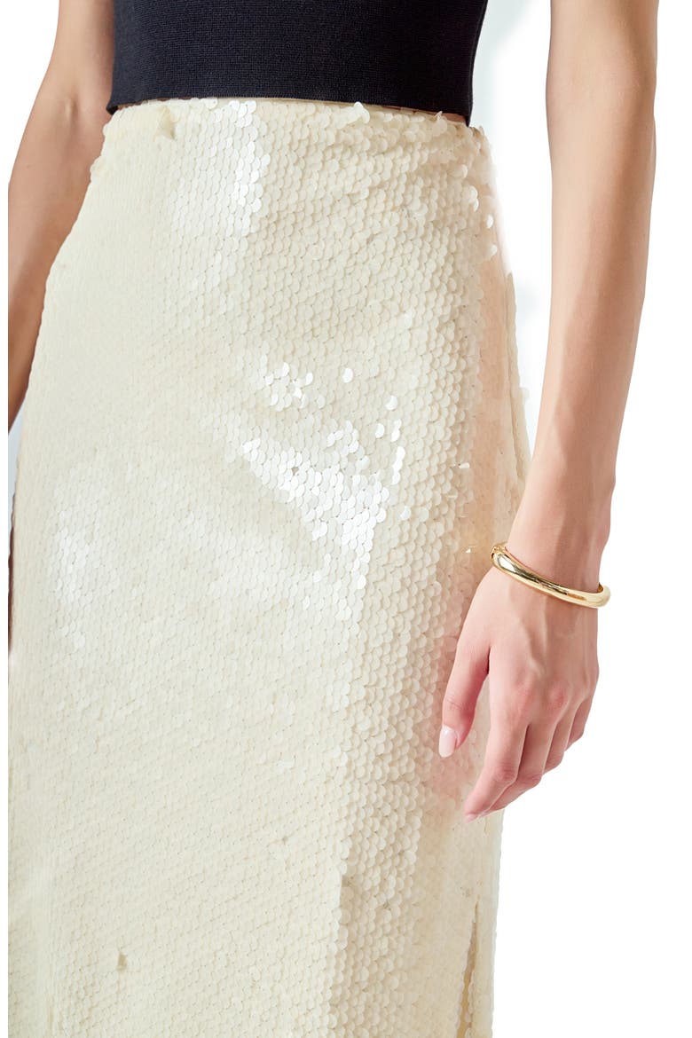 Sequin Midi Skirt, Alternate, color, IVORY
