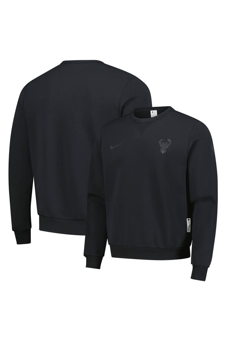 Men's Nike  Black Milwaukee Bucks Authentic Standard Issue Travel Dri-FIT Sweatshirt, Main, color, Black