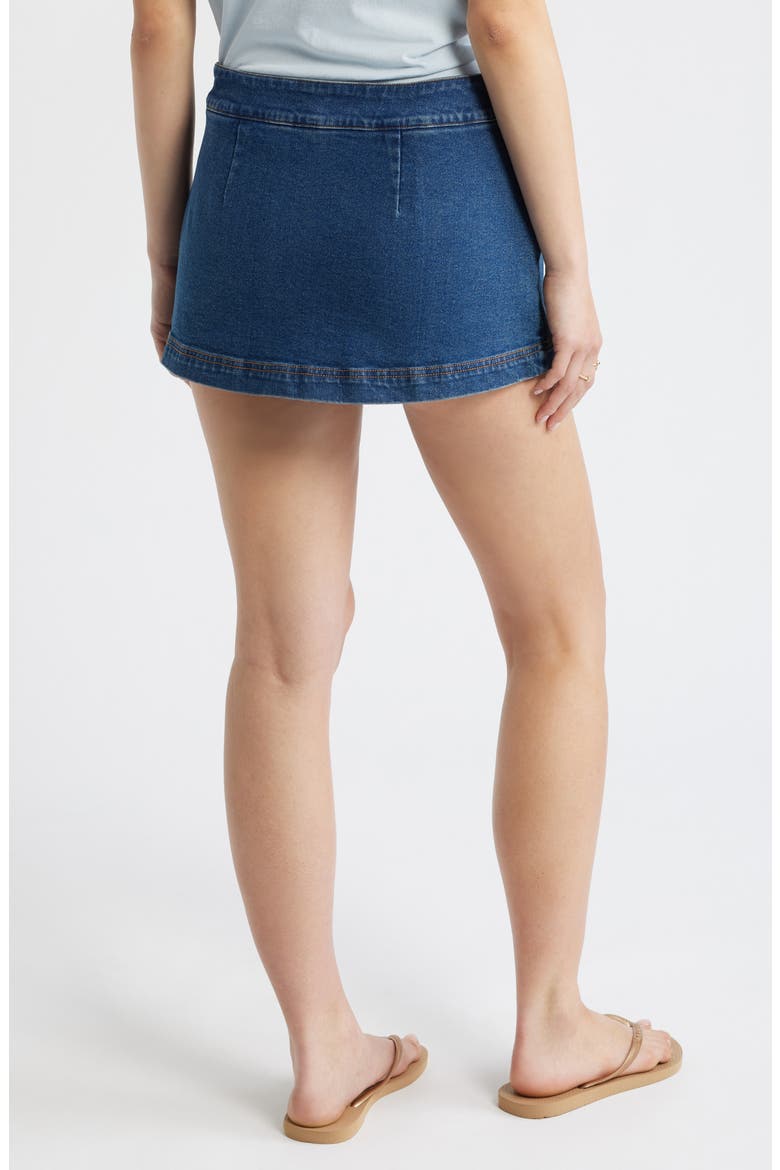 Low Rise Wrap Denim Skirt, Alternate, color, DARK WASH