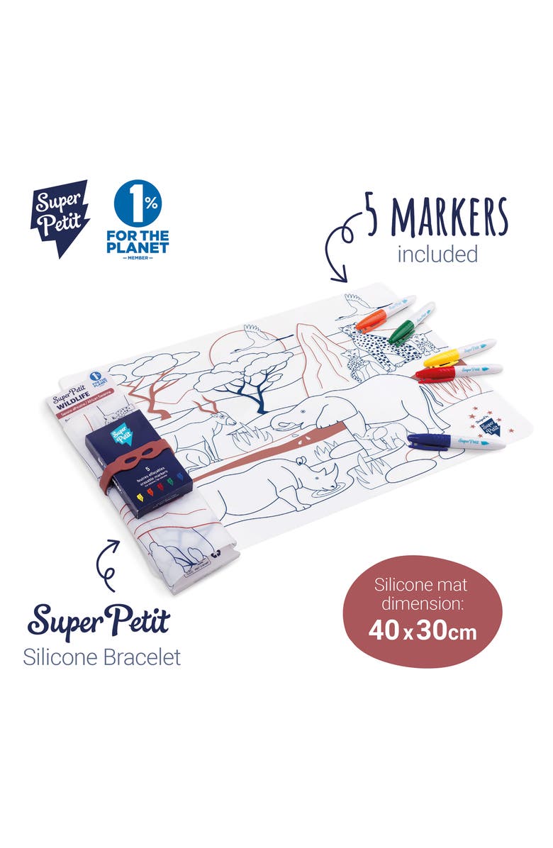 Scrunch African Savanna Reusable Coloring Mat & Washable Markers, Alternate, color, Multi