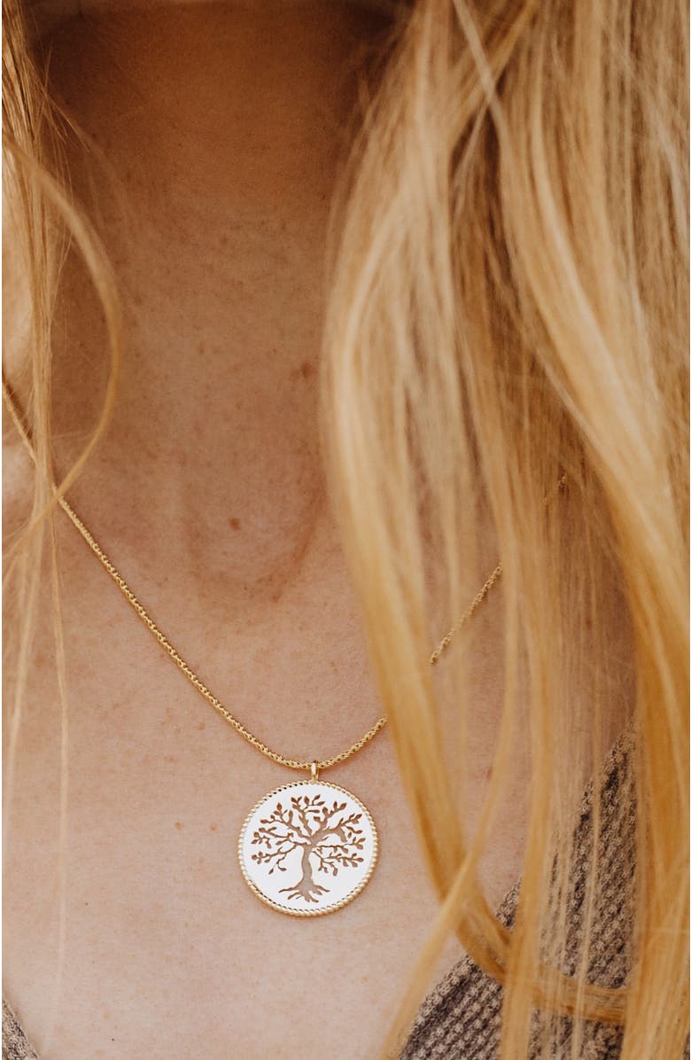 Rizen Jewelry Olive Tree Necklace, Alternate, color, 18K Gold Plated