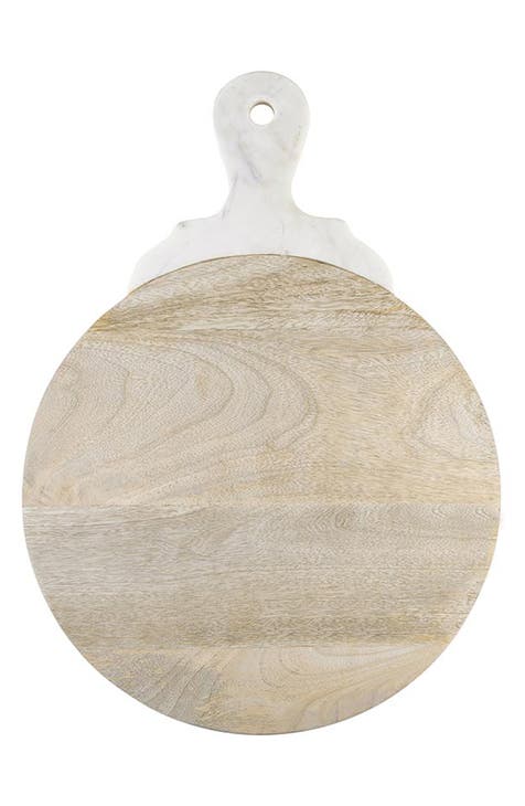 Marble Handle Wooden Serving Tray