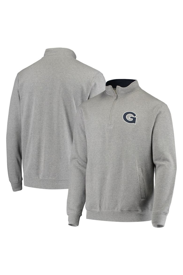 Men's Colosseum Heathered Gray Georgetown Hoyas Tortugas Logo Quarter-Zip Jacket, Main, color, Heather Gray