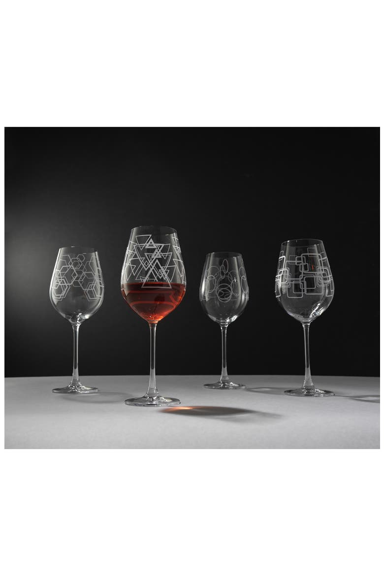 Geo Crystal Set of 4 White Wine Glasses, Alternate, color, CLEAR