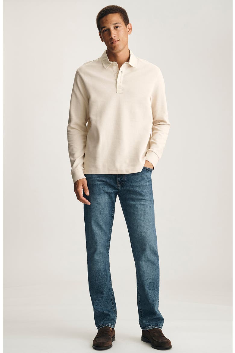 Contrast Collar Long Sleeve Polo, Alternate, color, PEYOTE