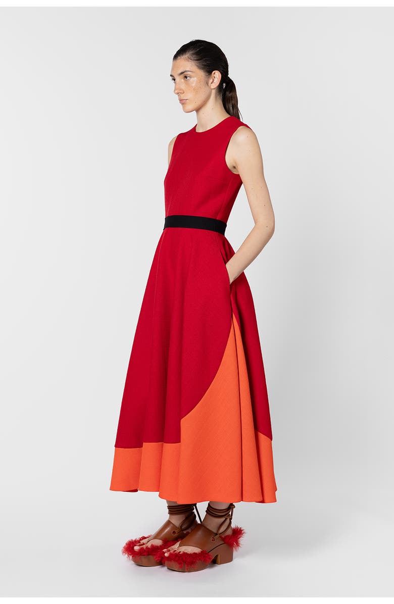 Roksanda Mire Colour Block Hopsack Dress, Main, color, Bennett Red / Venetian Red