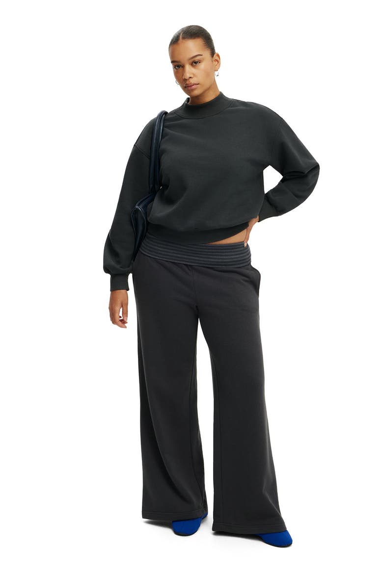 Women's Fold Over Waistband Sweatpant, Alternate, color, Shadowstone Stripe