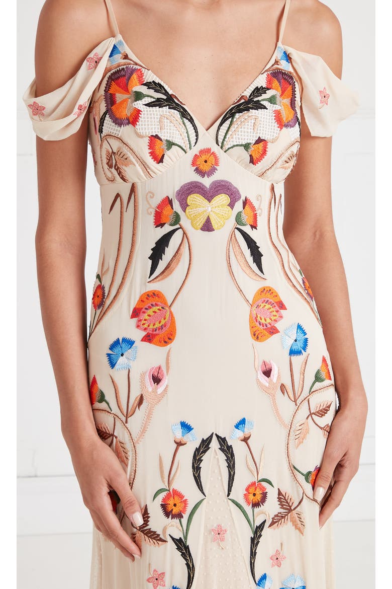 Toledo Strappy Gown, Alternate, color, Almond Mix
