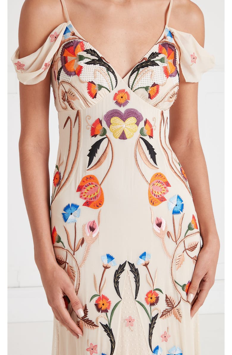 Temperley London Toledo Strappy Gown, Alternate, color, Almond Mix