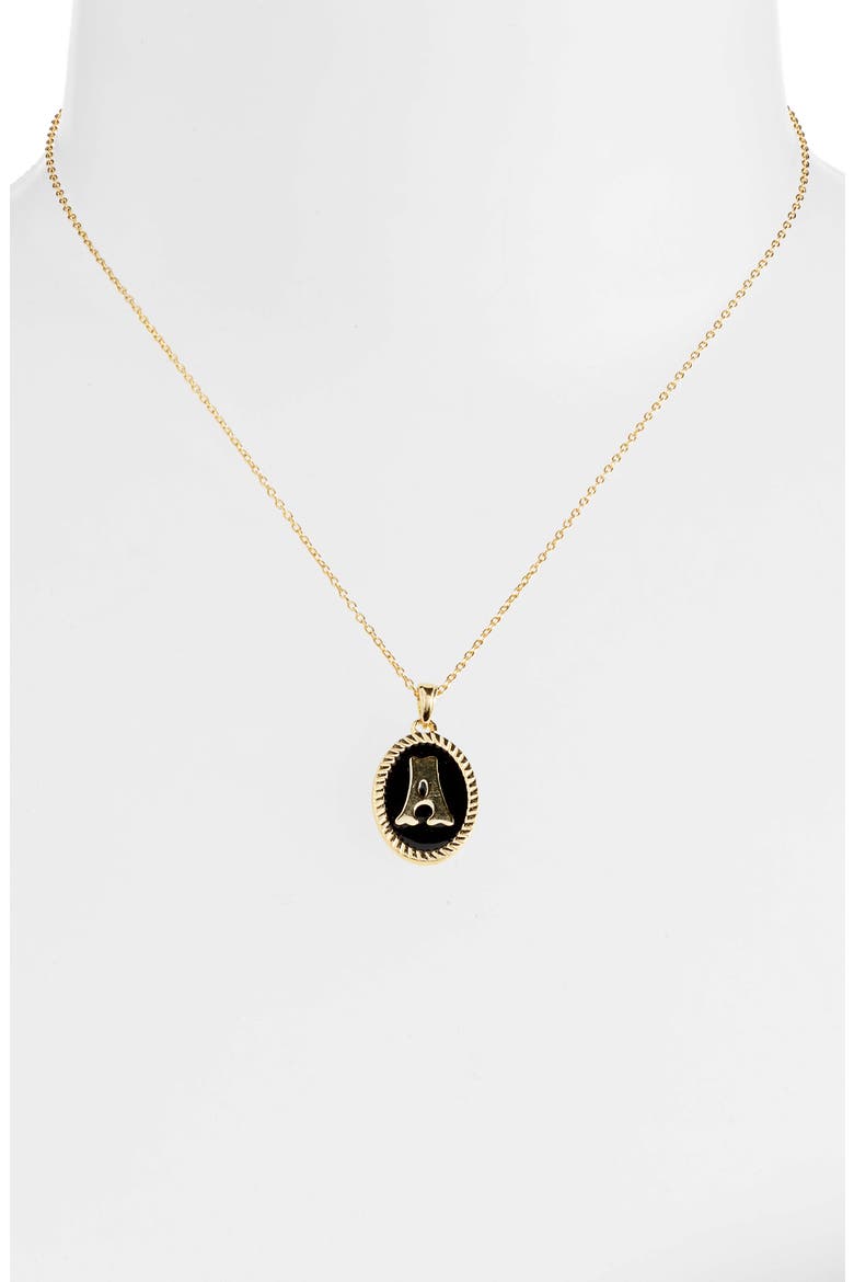 Argento Vivo Initial Black Pendant Necklace, Alternate, color, A