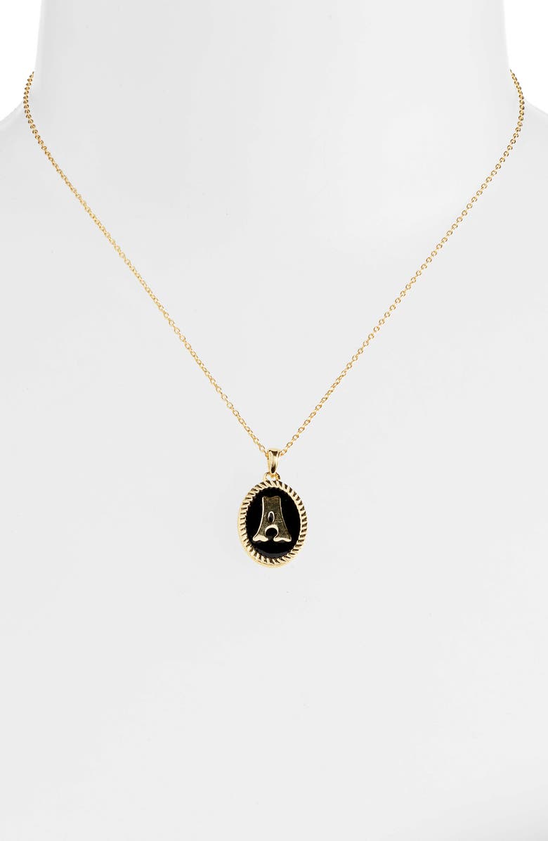 Argento Vivo Sterling Silver Argento Vivo Initial Black Pendant Necklace, Alternate, color, 