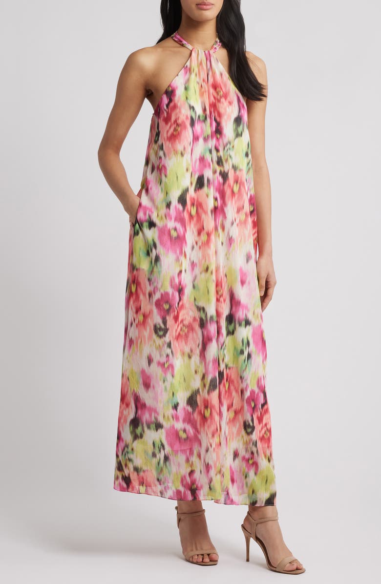 Julia Jordan Abstract Floral Maxi Dress, Main, color, Pink Multi