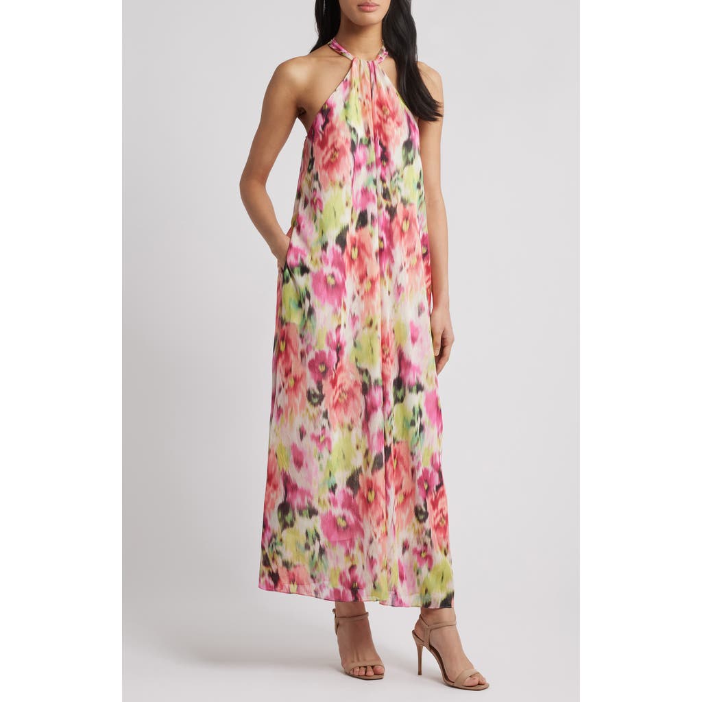 Julia Jordan Women's Printed Twisted Halter-neck Maxi Dress In Pink Multi