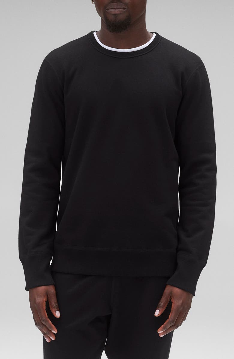 Reigning Champ Midweight Terry Slim Crewneck Sweatshirt, Main, color, Black