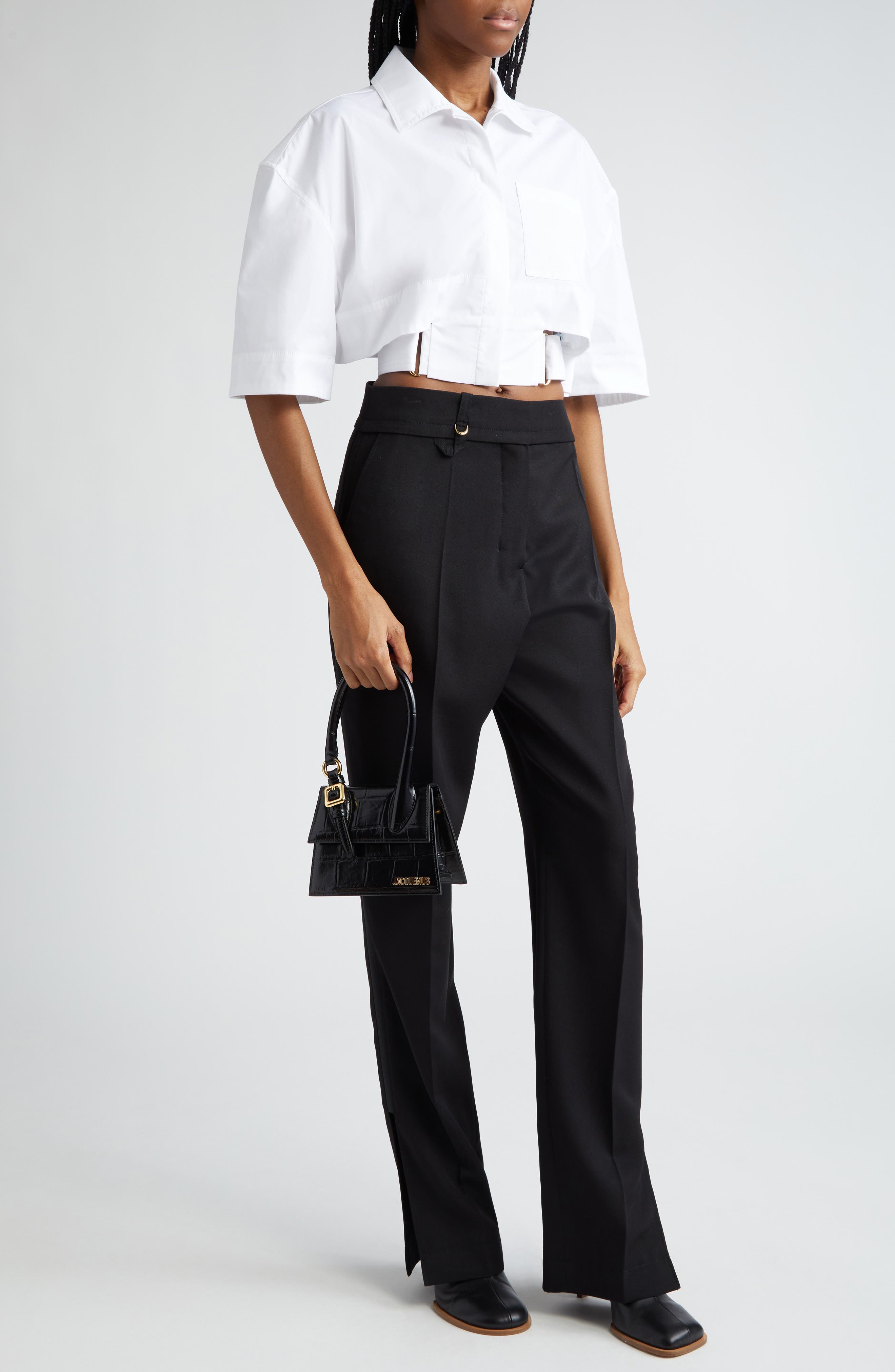 Jacquemus Le Chiquito Croc-Embossed Leather Crossbody Bag, Alternate, color, 