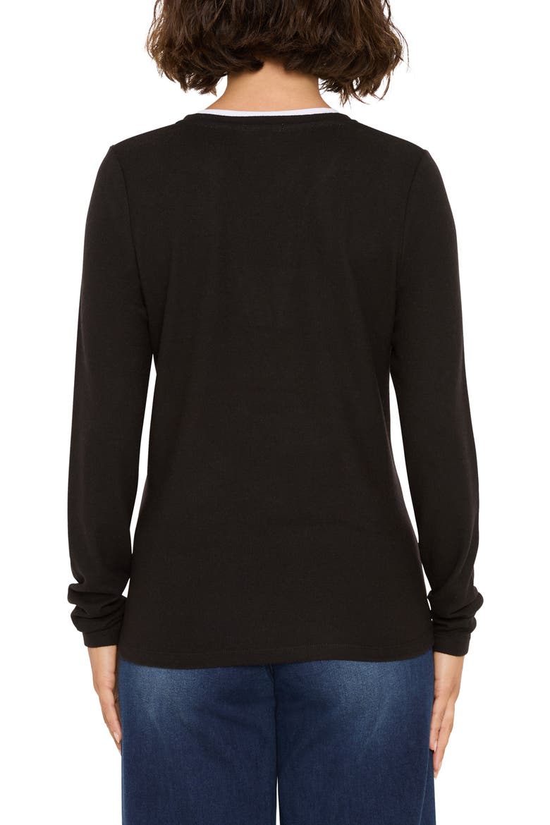 Cozy Double Layer Split Neck Top, Alternate, color, BLACK ONYX