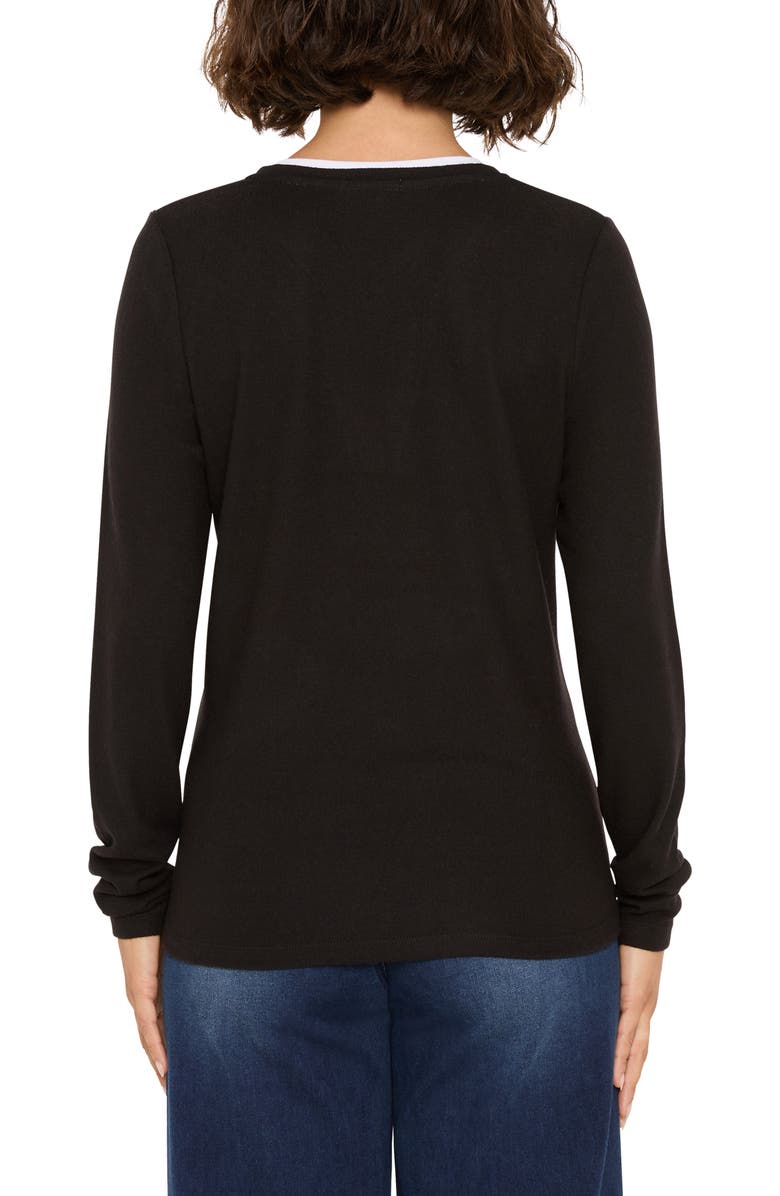 NZT by NIC+ZOE Cozy Double Layer Split Neck Top, Alternate, color, Black Onyx