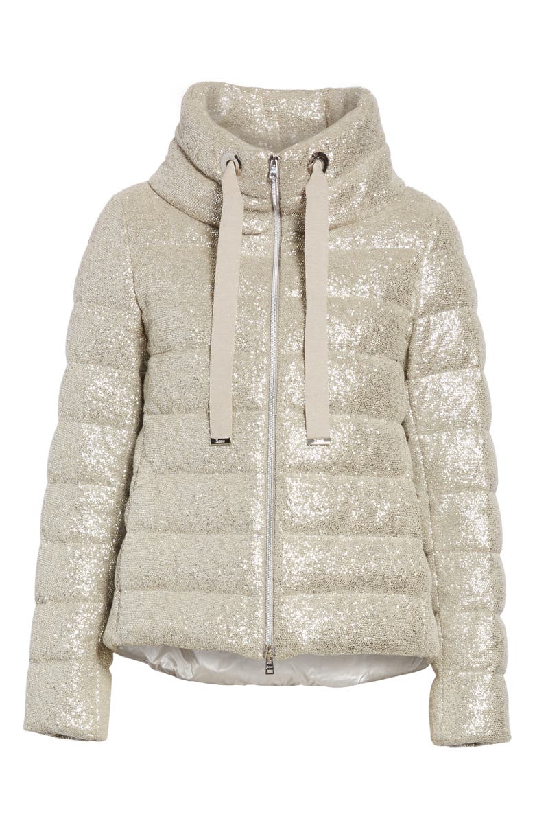 Herno Pleat Back Quilted Down Sparkle Knit Jacket, Alternate, color,