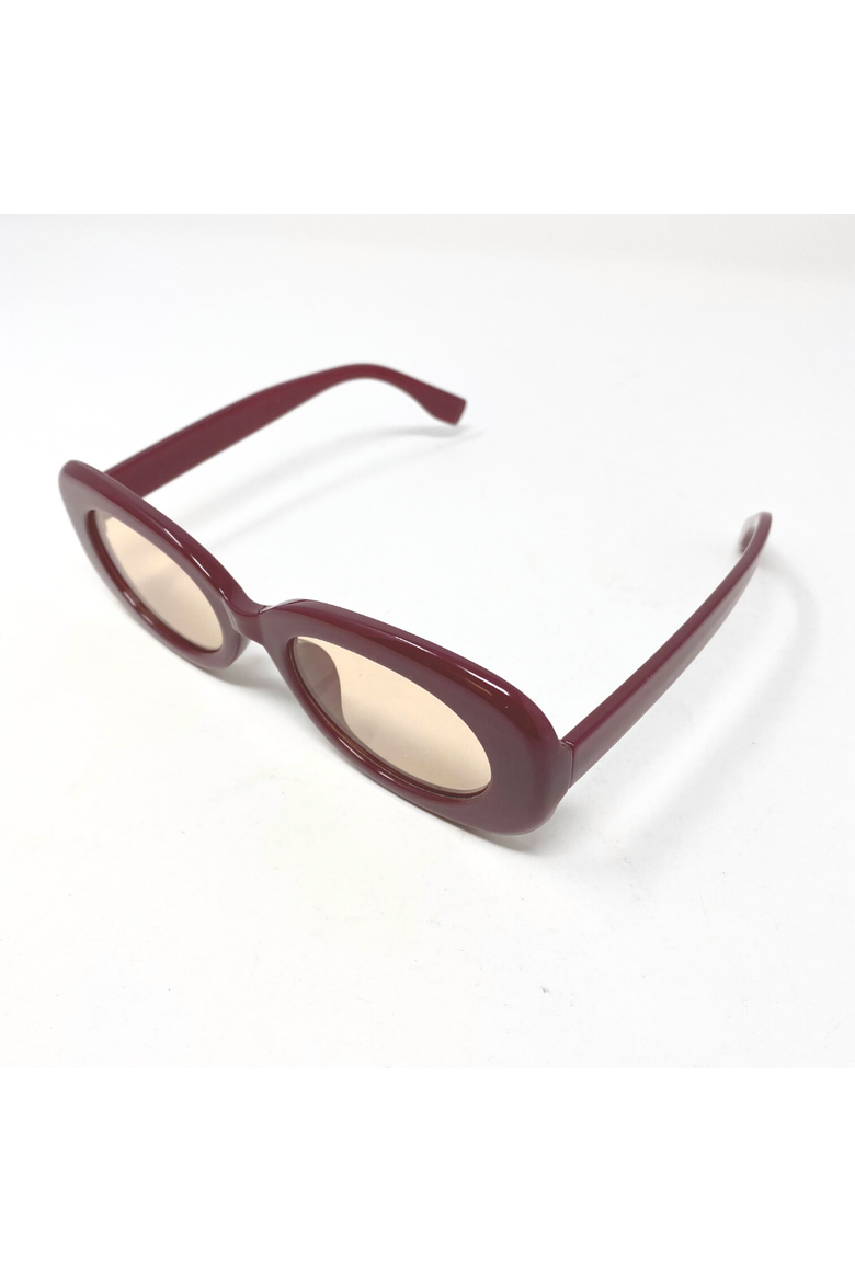 Oval Retro Sunglasses with Polarized Lens, Alternate, color, Plum
