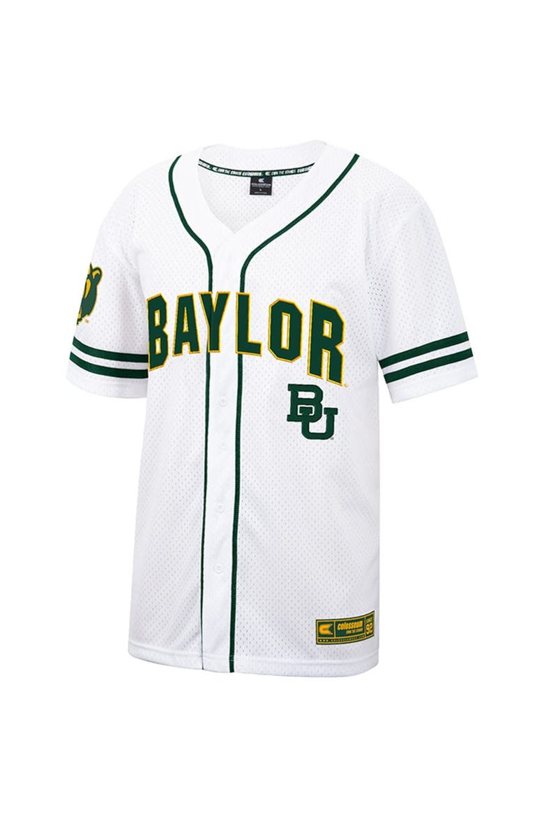 Men's Colosseum White Baylor Bears Free Spirited Mesh Button-Up Baseball Jersey, Alternate, color, White