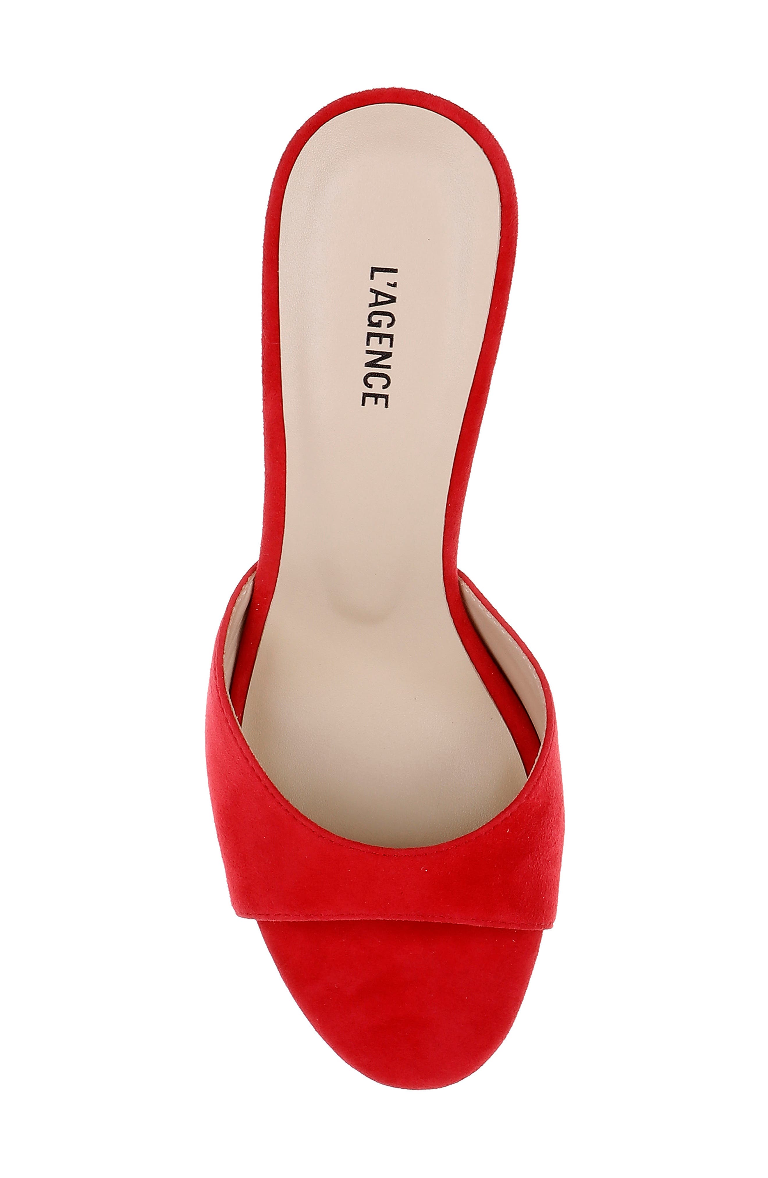 Avery Slide Sandal, Alternate, color, RED SUEDE