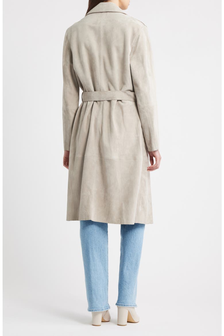 Sylvie Suede Wrap Trench Coat, Alternate, color, FAWN