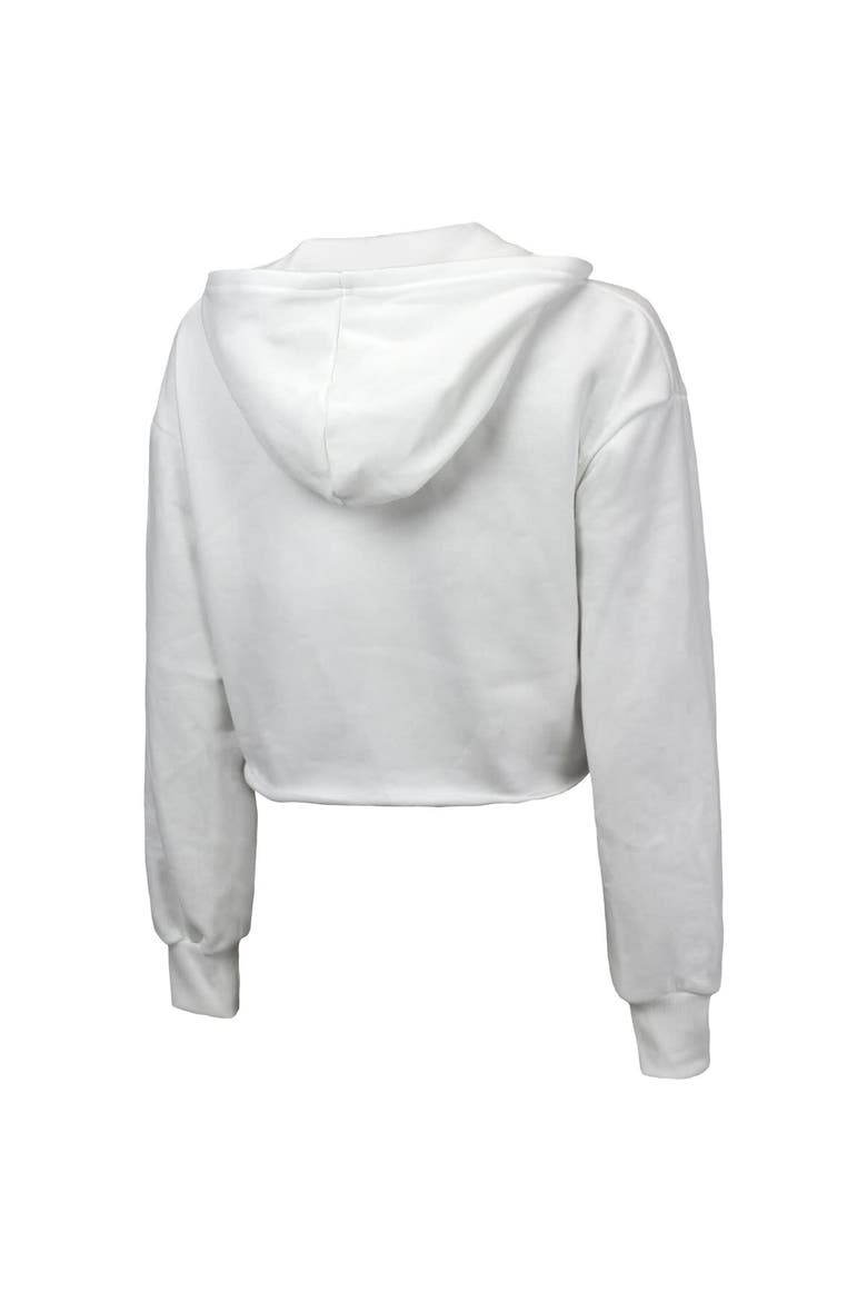 Women's Majestic Threads White Detroit Tigers Cropped Have A Field Day Tri-Blend Hoodie, Alternate, color, White