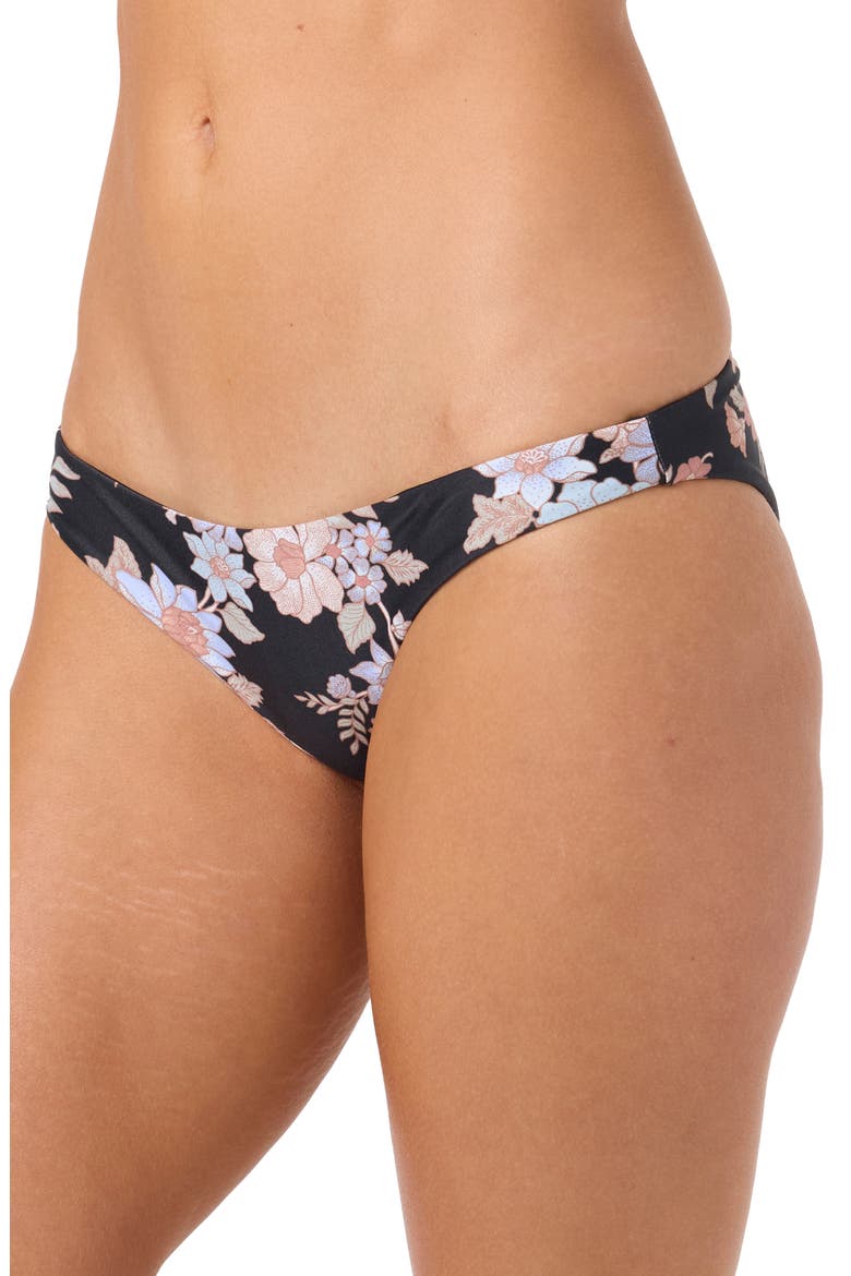 Bali Floral Rockley Bikini Bottoms, Alternate, color, BLACK