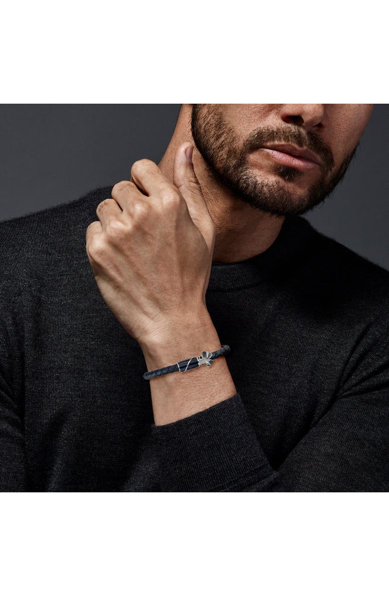 Jan Leslie Braided Leather Bracelet With Golf Bag Detail, Alternate, color, Black