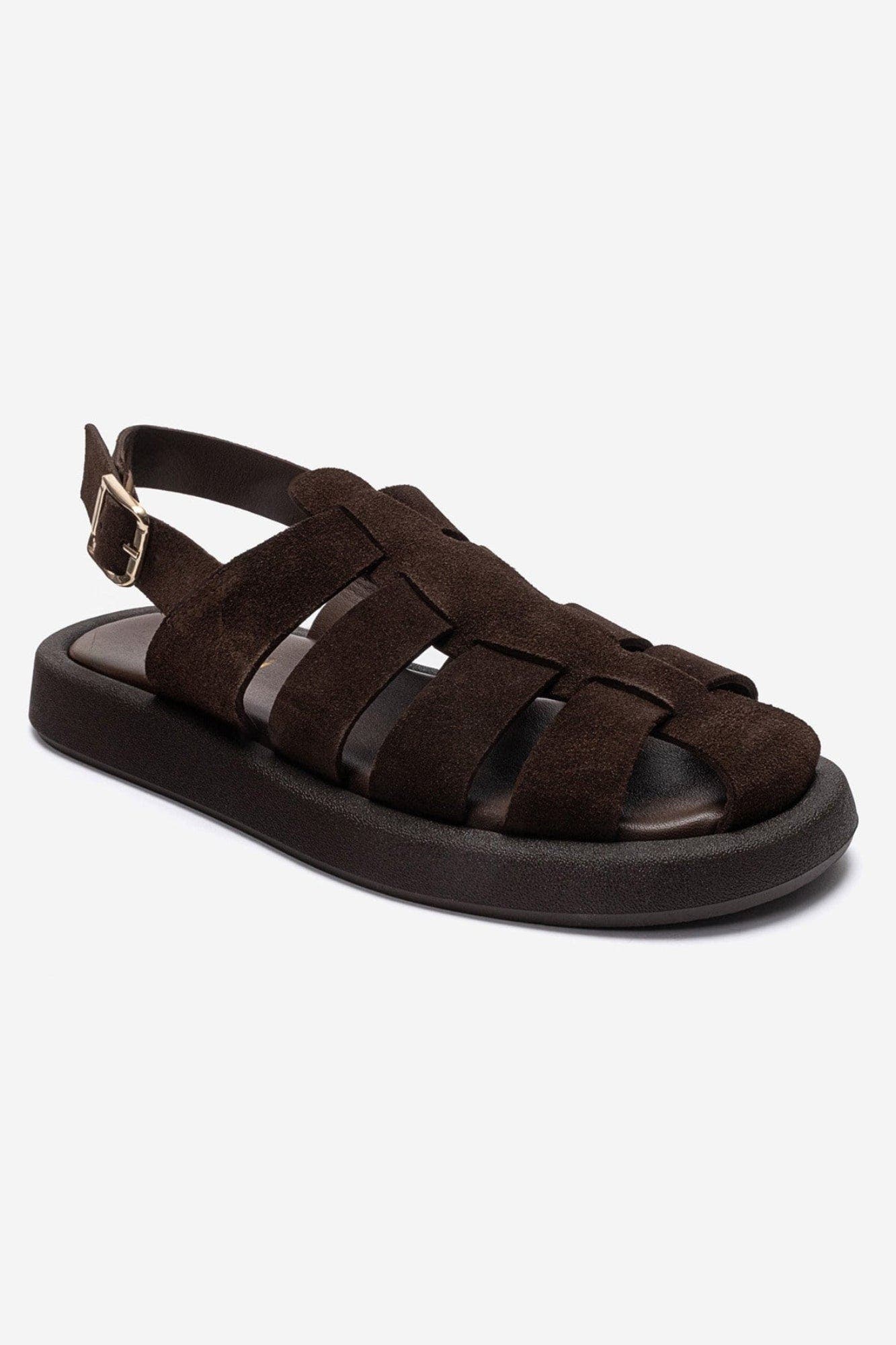 Joura Leather Sandal, Alternate, color, Brown Suede