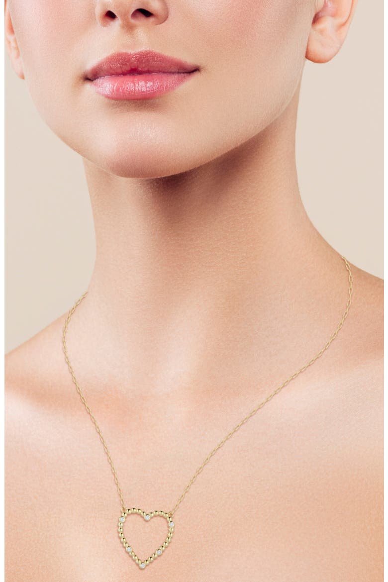 14k Gold Plated Cubic Zirconia Heart Pendant Necklace, Alternate, color, GOLD