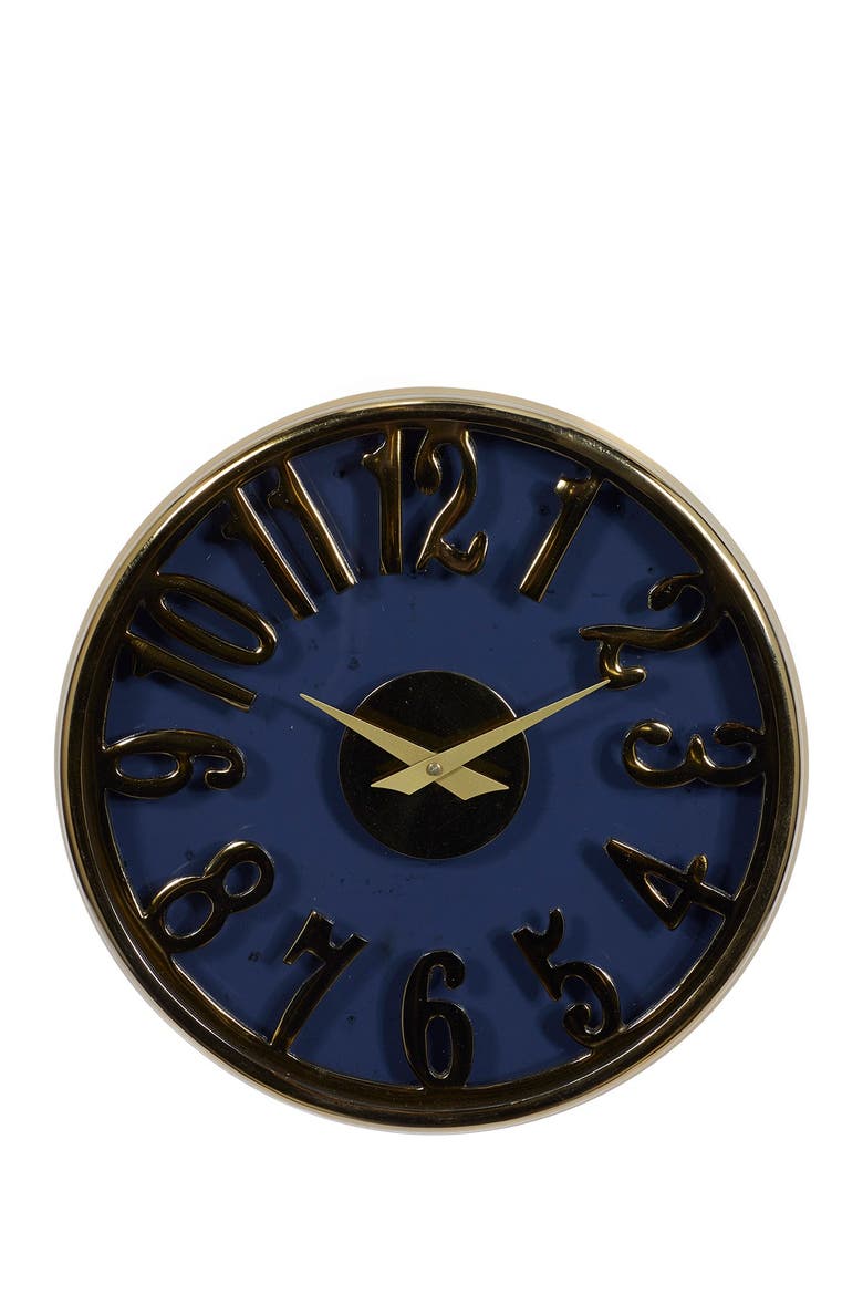Blue Aluminum Coastal Wall Clock, Main, color, BLUE