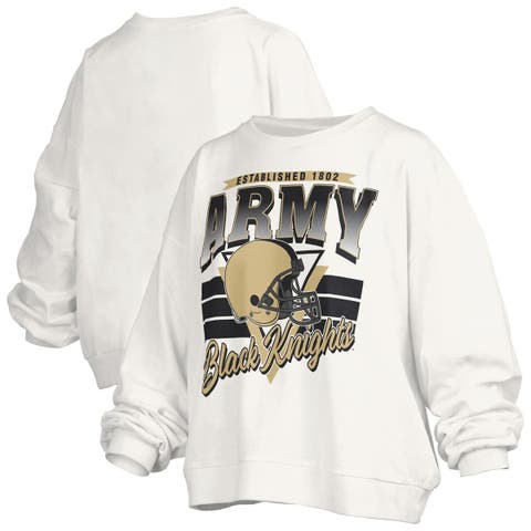 Women's Pressbox White Army Black Knights Oversized Janice Retro Waist-Length Pullover Sweatshirt