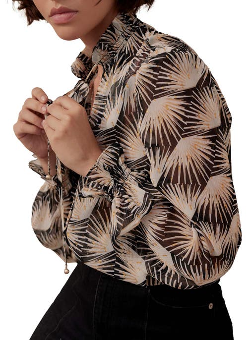 Mint Velvet Geo Print Blouse In Brown