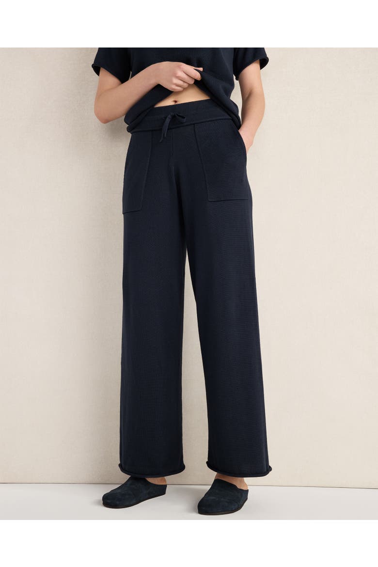 Cotton Knit Wide Leg Pants, Main, color, Indigo Ink