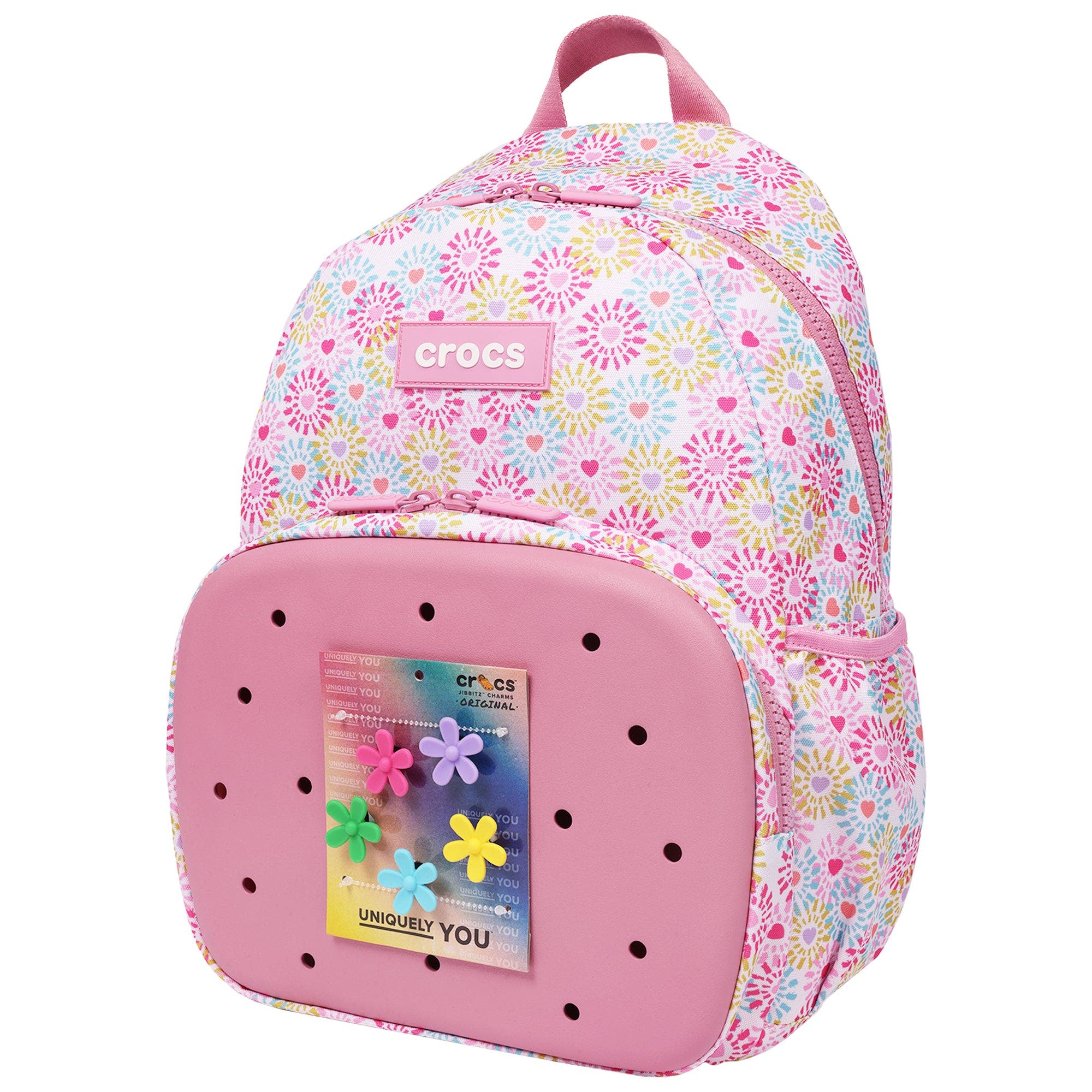 Back to School Backpack with EVA Front Pocket  Customizable Jibbitz Backpack Floral, Alternate, color, QUIET ROSE