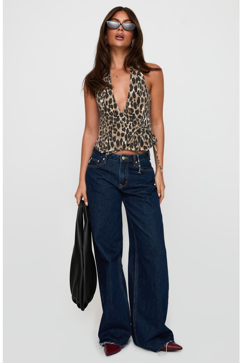 Feel This Way Leopard Denim Halter Top, Alternate, color, LEOPARD