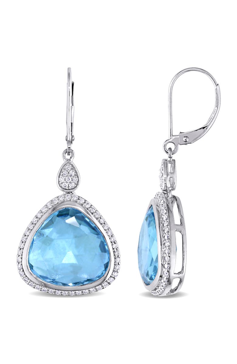 Julianna B. Blue Topaz & Diamond Drop Earrings 14k White Gold, Main, color, 