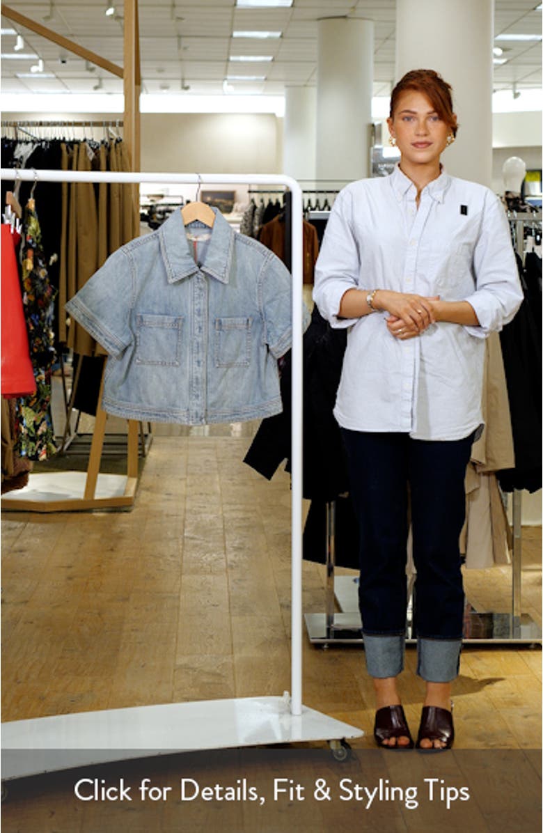 Tesha Crop Denim Button-Up Shirt, sales video thumbnail
