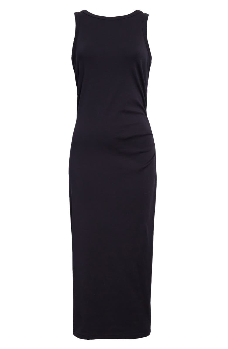 Vince Side Drape Stretch Cotton Midi Dress, Alternate, color, Coastal Blue