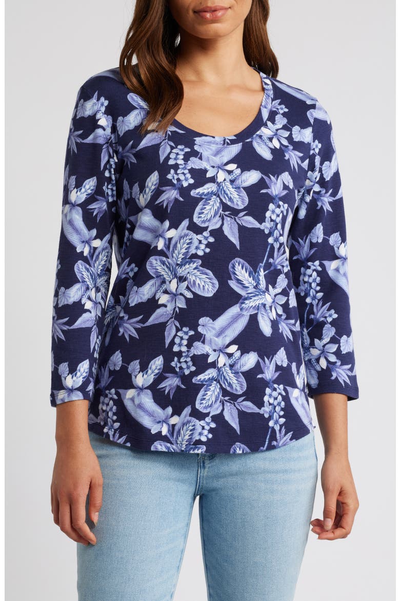 Ashby Isles High Tide Floral Scoop Neck T-Shirt, Main, color, COASTLINE