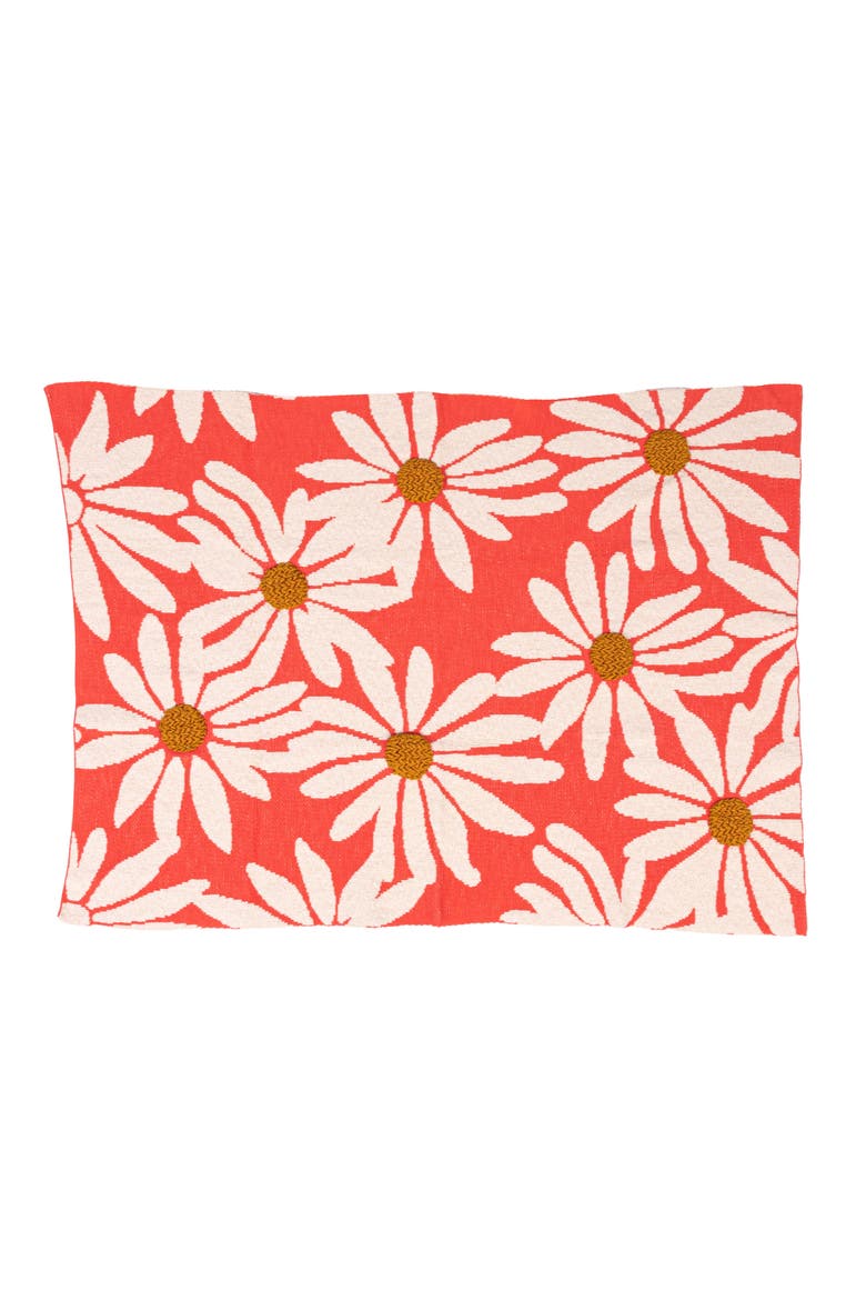 Beautiful Cotton Knit Baby Blanket with Flower Prints, Multicolor, Alternate, color, Coral