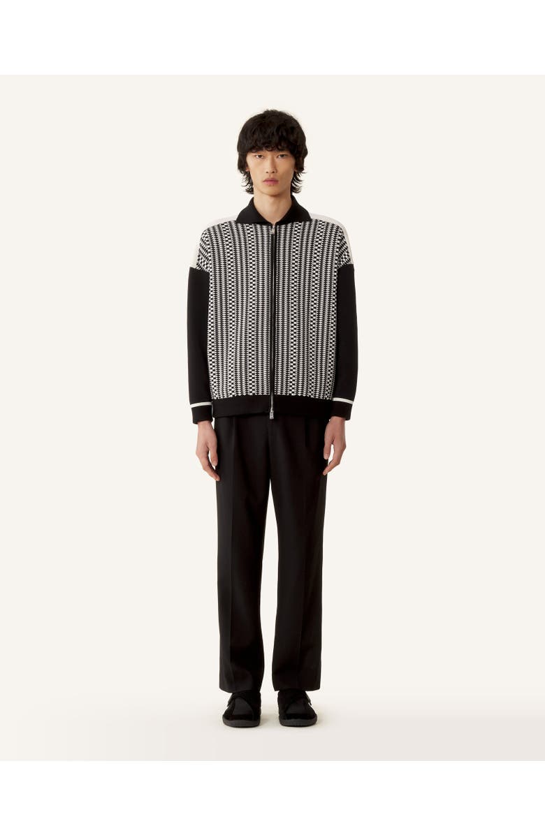 Lanvin Zip Jacket In Silk And Cotton Jacquard, Alternate, color, Black/Ecru