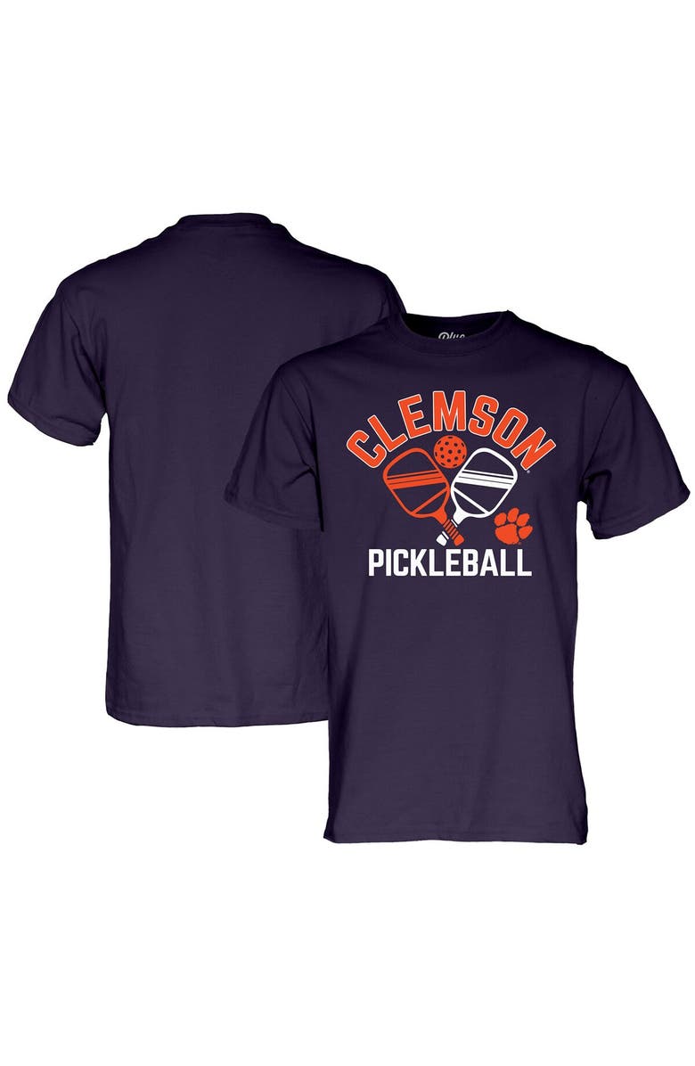 BLUE 84 Men's Blue 84  Purple Clemson Tigers Pickleball Crossed Paddles T-Shirt, Main, color, 