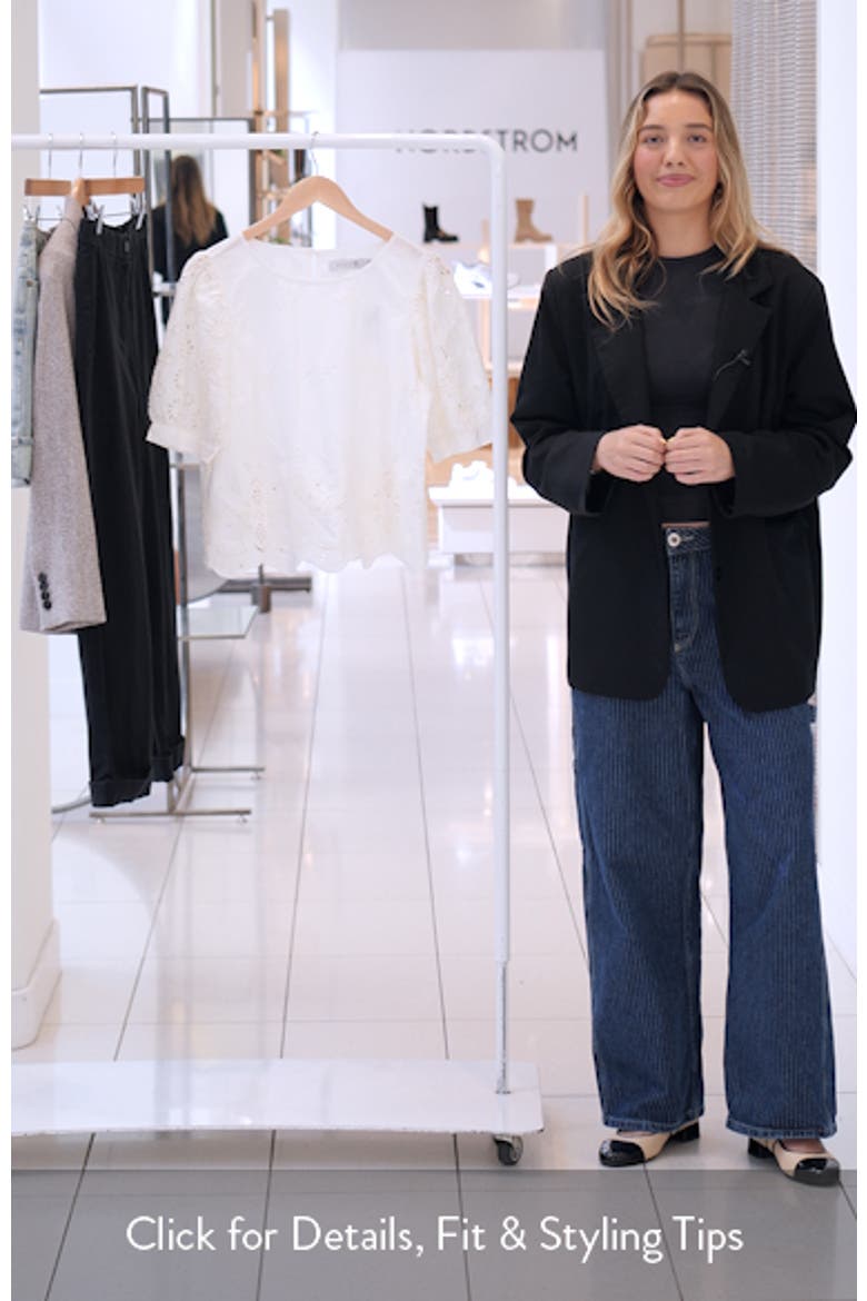 Halo Eyelet Puff Sleeve Cotton Blend Top video