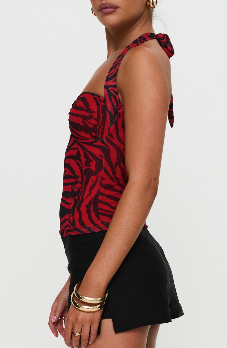 Princess Polly Cielo Animal Print Mesh Halter Top, Alternate, color,